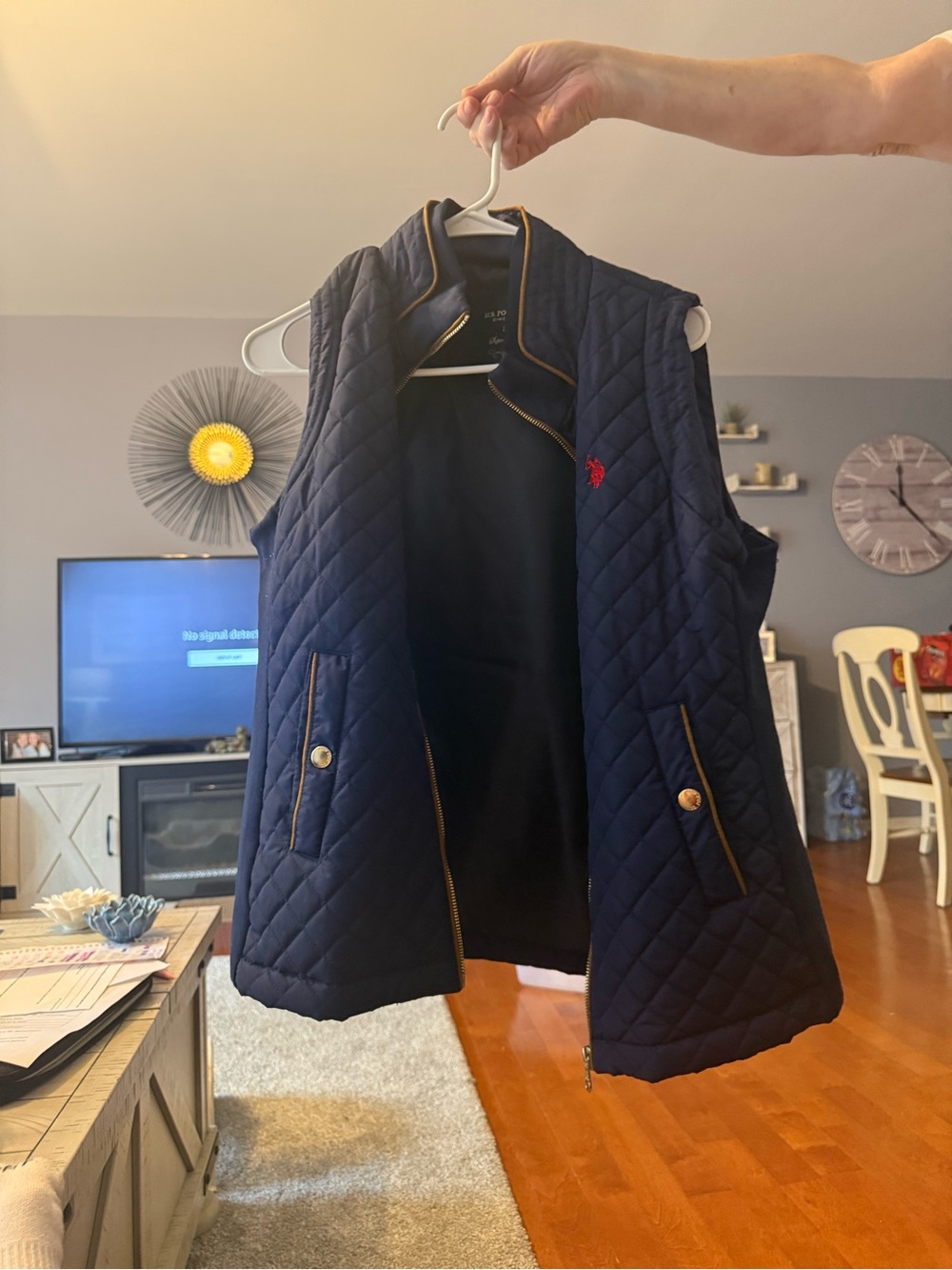 U.S. Polo Assn. Quilted Navy Vest with Gold Trim